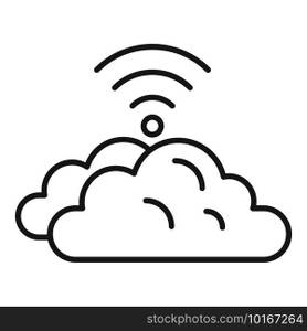 Remote control data cloud icon. Outline Remote control data cloud vector icon for web design isolated on white background. Remote control data cloud icon, outline style