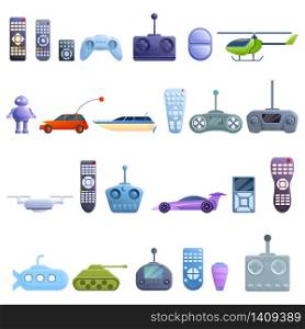 Remote control icons set. Cartoon set of remote control vector icons for web design. Remote control icons set, cartoon style