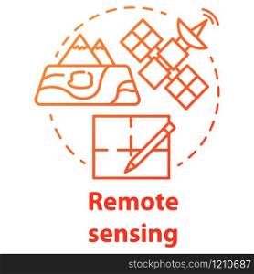Remote sensing concept icon. Modern cartography. Earth exploration from space. Surveying satellite imagery. Vector isolated outline RGB color drawing