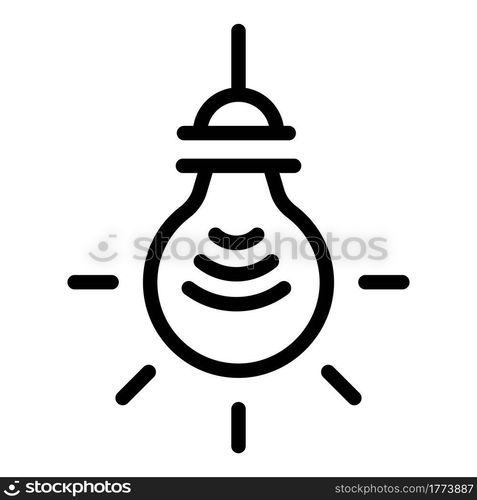 Remote smart lightbulb icon. Outline Remote smart lightbulb vector icon for web design isolated on white background. Remote smart lightbulb icon, outline style