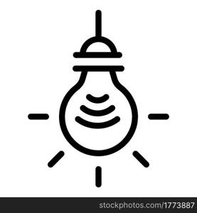 Remote smart lightbulb icon. Outline Remote smart lightbulb vector icon for web design isolated on white background. Remote smart lightbulb icon, outline style