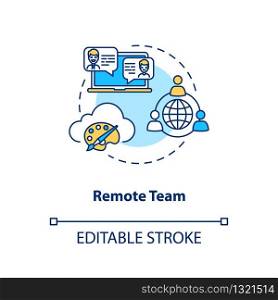 Remote team concept icon. Creative freelance, distant work idea thin line illustration. Collaboration type, project work. Vector isolated outline RGB color drawing. Editable stroke