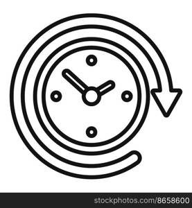 Remote time icon outline vector. Office work. Clock hour. Remote time icon outline vector. Office work