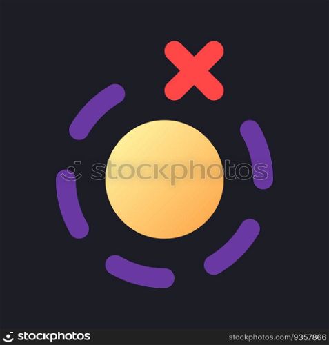 Remove breathe animation flat gradient fill ui icon for dark theme. Video effects editor. Turn off. Pixel perfect color pictogram. GUI, UX design on black space. Vector isolated RGB illustration. Remove breathe animation flat gradient fill ui icon for dark theme