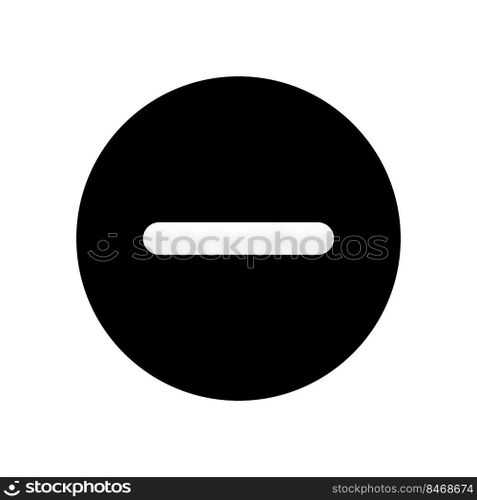 Remove button black glyph ui icon. Decrease volume. Collapsible content. Toolbar. User interface design. Silhouette symbol on white space. Solid pictogram for web, mobile. Isolated vector illustration. Remove button black glyph ui icon