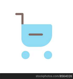 Remove item from shopping cart flat color ui icon. Delete purchase request. Online marketplace. Simple filled element for mobile app. Colorful solid pictogram. Vector isolated RGB illustration. Remove item from shopping cart flat color ui icon