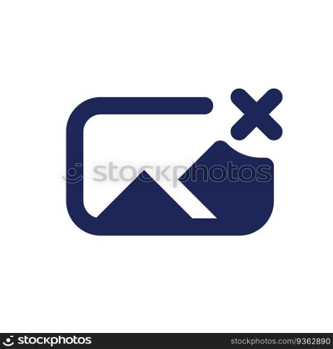 Remove photo file black pixel perfect solid ui icon. Deleting picture. Storage service. Image and cross mark. Silhouette symbol on white space. Glyph pictogram for web, mobile. Isolated vector image. Remove photo file black pixel perfect solid ui icon