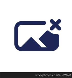 Remove photo file black pixel perfect solid ui icon. Deleting picture. Storage service. Image and cross mark. Silhouette symbol on white space. Glyph pictogram for web, mobile. Isolated vector image. Remove photo file black pixel perfect solid ui icon