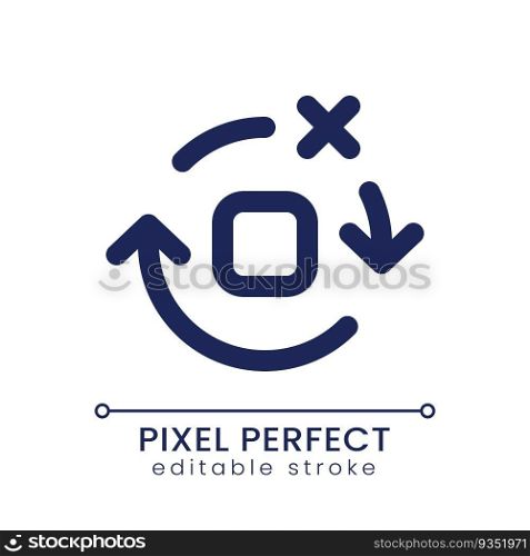 Remove spinning effect pixel perfect linear ui icon. Delete circular motion. Footage editing. Video transition. GUI, UX design. Outline isolated user interface element for app and web. Editable stroke. Remove spinning effect pixel perfect linear ui icon