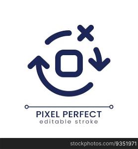 Remove spinning effect pixel perfect linear ui icon. Delete circular motion. Footage editing. Video transition. GUI, UX design. Outline isolated user interface element for app and web. Editable stroke. Remove spinning effect pixel perfect linear ui icon
