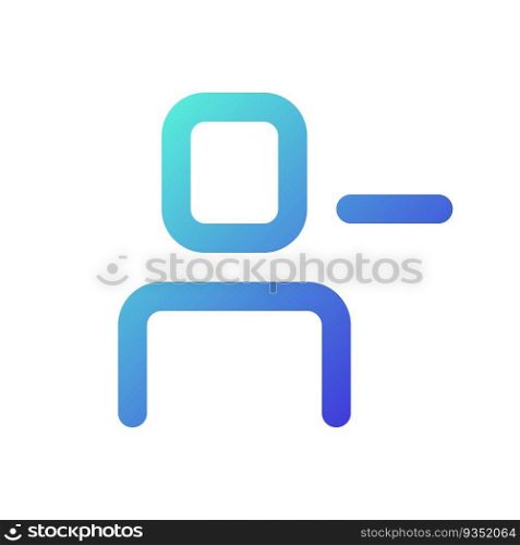 Remove user pixel perfect gradient linear ui icon. Unfriend and ban online. Social media communication. Line color user interface symbol. Modern style pictogram. Vector isolated outline illustration. Remove user pixel perfect gradient linear ui icon
