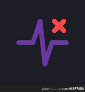 Removed pulse animation flat gradient fill ui icon for dark theme. Delete heartbeat effect from footage. Pixel perfect color pictogram. GUI, UX design on black space. Vector isolated RGB illustration. Removed pulse animation flat gradient fill ui icon for dark theme