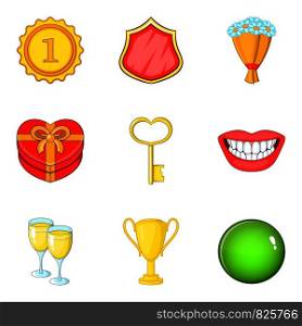 Remuneration icons set. Cartoon set of 9 remuneration vector icons for web isolated on white background. Remuneration icons set, cartoon style