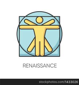 Renaissance art style RGB color icon. European cultural movement and history period. Body proportions. Ancient humanism artwork. Isolated vector illustration. Renaissance art style RGB color icon