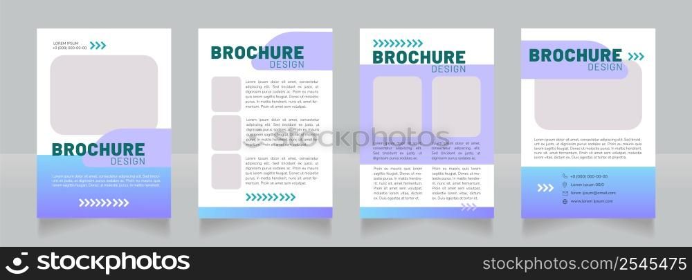 Renewable energy blue blank brochure design. Template set with copy space for text. Premade corporate reports collection. Editable 4 paper pages. Barlow Black, Regular, Nunito Light fonts used. Renewable energy blue blank brochure design