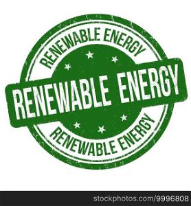 Renewable energy grunge rubber st&on white background, vector illustration