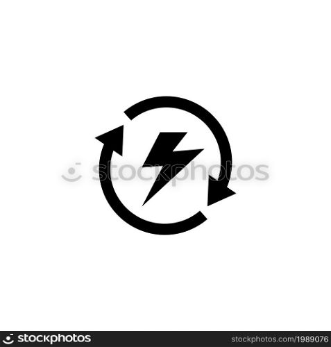 Renewable Energy, Renewing Electrical. Flat Vector Icon illustration. Simple black symbol on white background. Renewable Energy, Renewing Electrical sign design template for web and mobile UI element. Renewable Energy, Renewing Electrical. Flat Vector Icon illustration. Simple black symbol on white background. Renewable Energy, Renewing Electrical sign design template for web and mobile UI element.