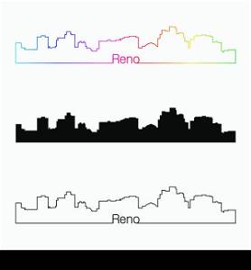 Reno skyline linear style with rainbow in editable vector file