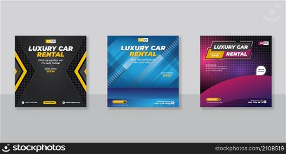 Rent a car banner for and social media post template