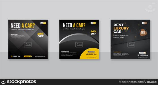 Rent a car banner for flyer and social media post template