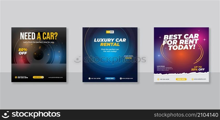 Rent a car banner for social media post template