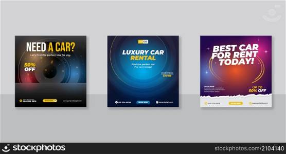 Rent a car banner for social media post template