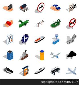 Rent a vehicle icons set. Isometric set of 25 rent a vehicle vector icons for web isolated on white background. Rent a vehicle icons set, isometric style