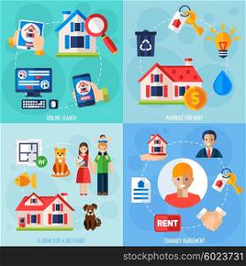Rent and tenancy icons set. House rent design concept set with flat tenancy icons isolated vector illustration