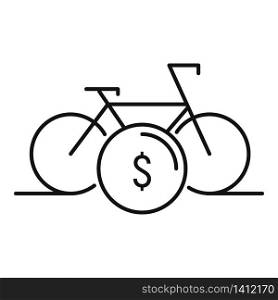 Rent bike business icon. Outline rent bike business vector icon for web design isolated on white background. Rent bike business icon, outline style