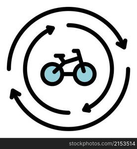 Rent bike icon. Outline rent bike vector icon color flat isolated. Rent bike icon color outline vector