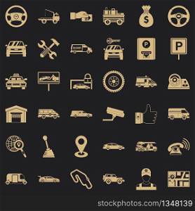 Rent car icons set. Simple style of 36 rent car vector icons for web for any design. Rent car icons set, simple style
