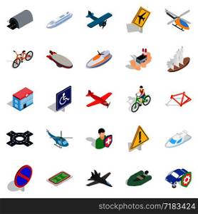 Rent transport icons set. Isometric set of 25 rent transport vector icons for web isolated on white background. Rent transport icons set, isometric style