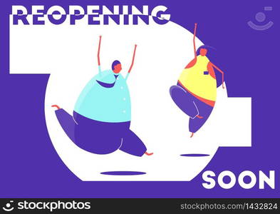 Reopening soon. Reopening concept with two dancing people. Flat vector design.