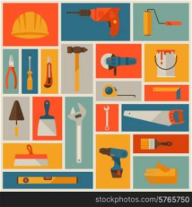 Repair and construction working tools icon set.