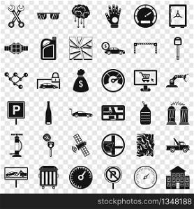 Repair auto icons set. Simple style of 36 repair auto vector icons for web for any design. Repair auto icons set, simple style