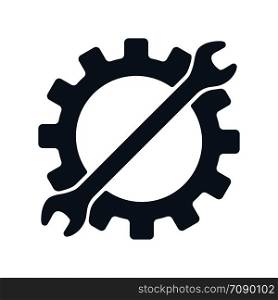Repair icon. Gear and wrench. Creative graphic design logo element. Vector illustration isolated on white background.