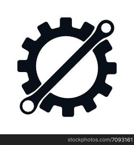 Repair icon. Gear and wrench. Creative graphic design logo element. Vector illustration isolated on white background.