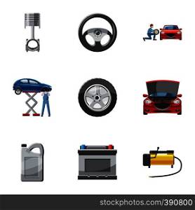 Repair machine icons set. Cartoon illustration of 9 repair machine vector icons for web. Repair machine icons set, cartoon style