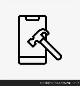 repair mobile phone icon vector line illustration