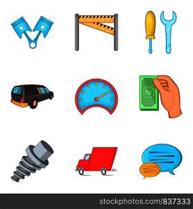 Repair service icons set. Cartoon set of 9 repair service vector icons for web isolated on white background. Repair service icons set, cartoon style
