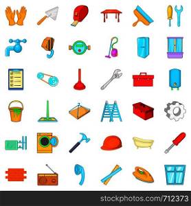 Repair tool icons set. Cartoon style of 36 repair tool vector icons for web isolated on white background. Repair tool icons set, cartoon style