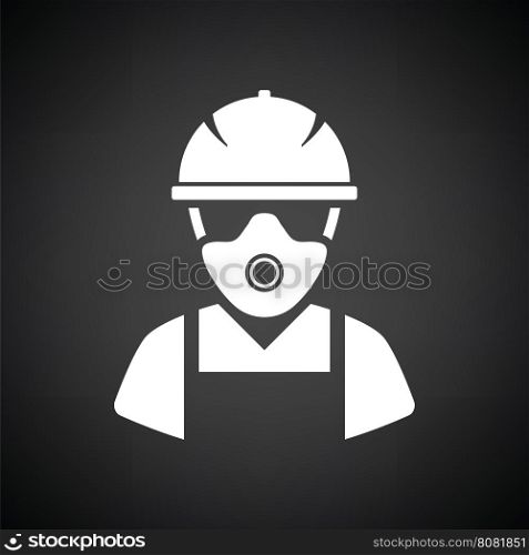 Repair worker icon. Black background with white. Vector illustration.