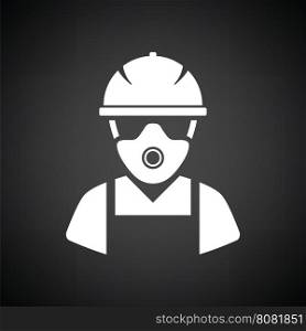 Repair worker icon. Black background with white. Vector illustration.
