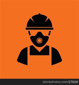 Repair worker icon. Orange background with black. Vector illustration.