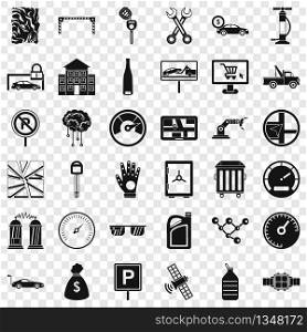 Repairing car icons set. Simple style of 36 repairing car vector icons for web for any design. Repairing car icons set, simple style