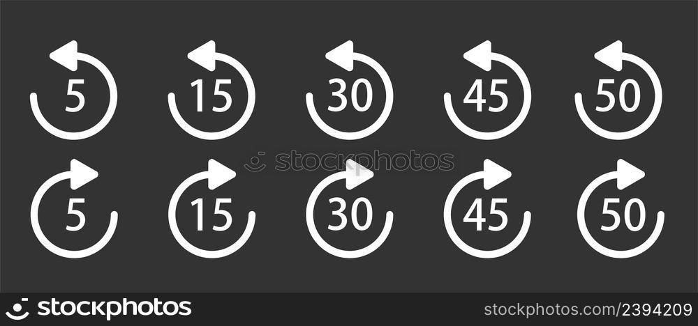 Repeat 5, 15, 30, 45 seconds simple vector icons on black. Replay icon for application and web or Media player control.. WebRepeat 5, 15, 30, 45 seconds simple vector icons on black. Replay icon for application and web or Media player.