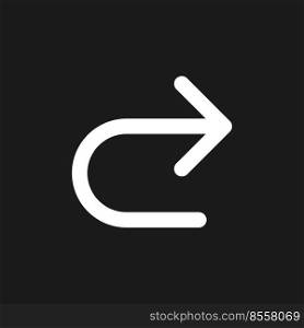Repeat dark mode glyph ui icon. Simple filled line element. User interface design. White silhouette symbol on black space. Solid pictogram for web, mobile. Vector isolated illustration. Repeat dark mode glyph ui icon