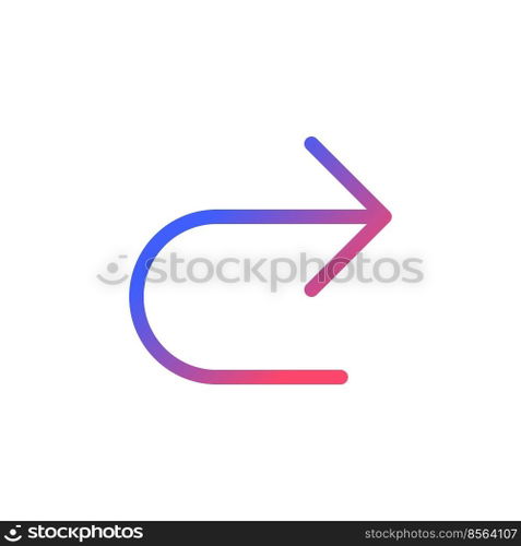 Repeat pixel perfect gradient linear ui icon. Redo action. Digital program navigation. Move to next step. Line color user interface symbol. Modern style pictogram. Vector isolated outline illustration. Repeat pixel perfect gradient linear ui icon