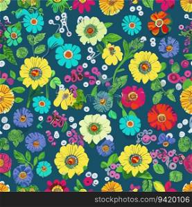 Repeating Garden: Clean and Detailed Seamless Patterns of Small Flowers - Fabric Art Vector Design