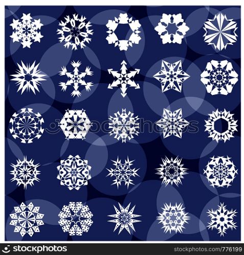 repeating pattern of white snowflakes on a blue background